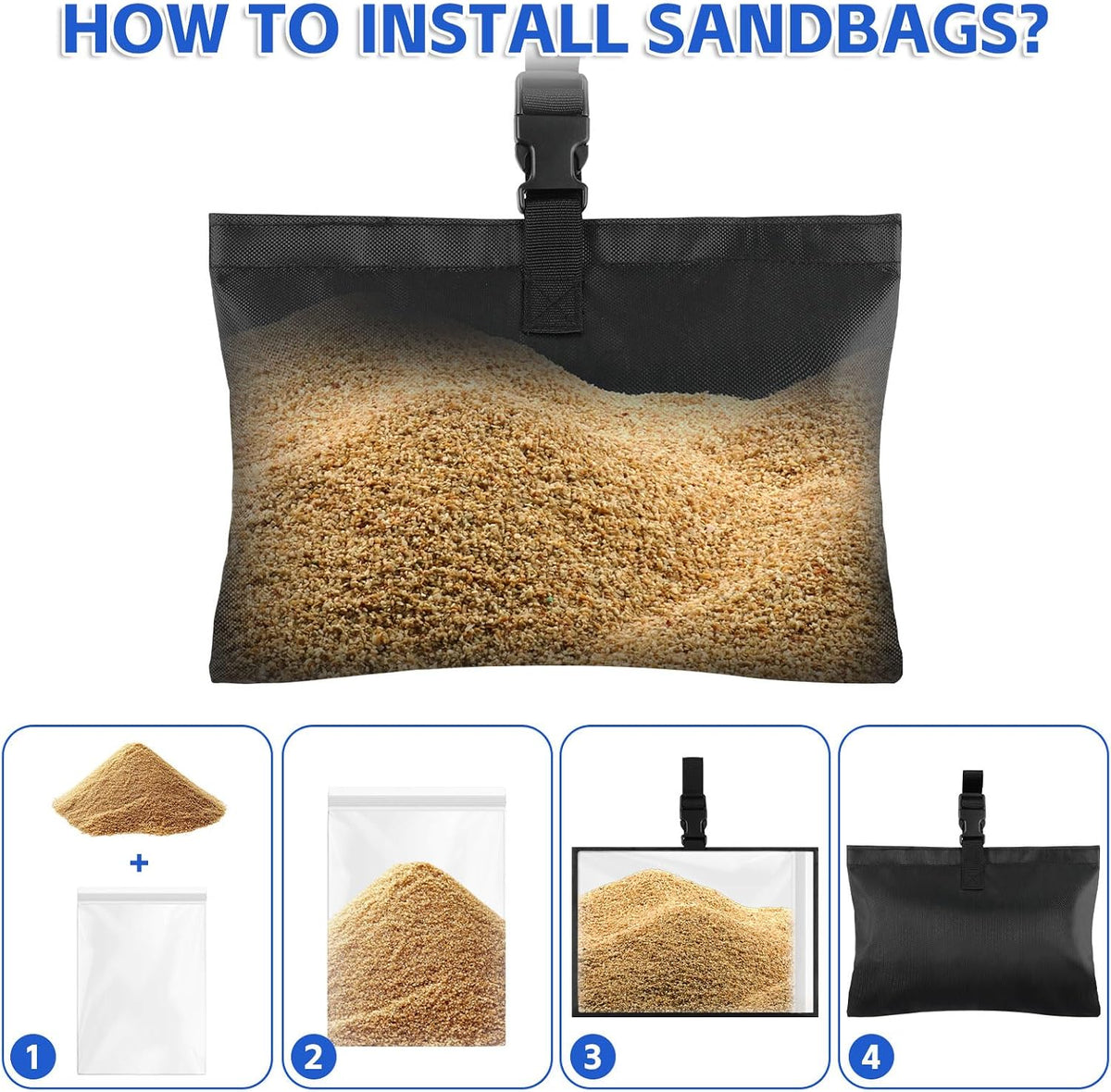 8 Pack Boat Cover Sand Bags Weights, Windproof 1680D Marine Oxford