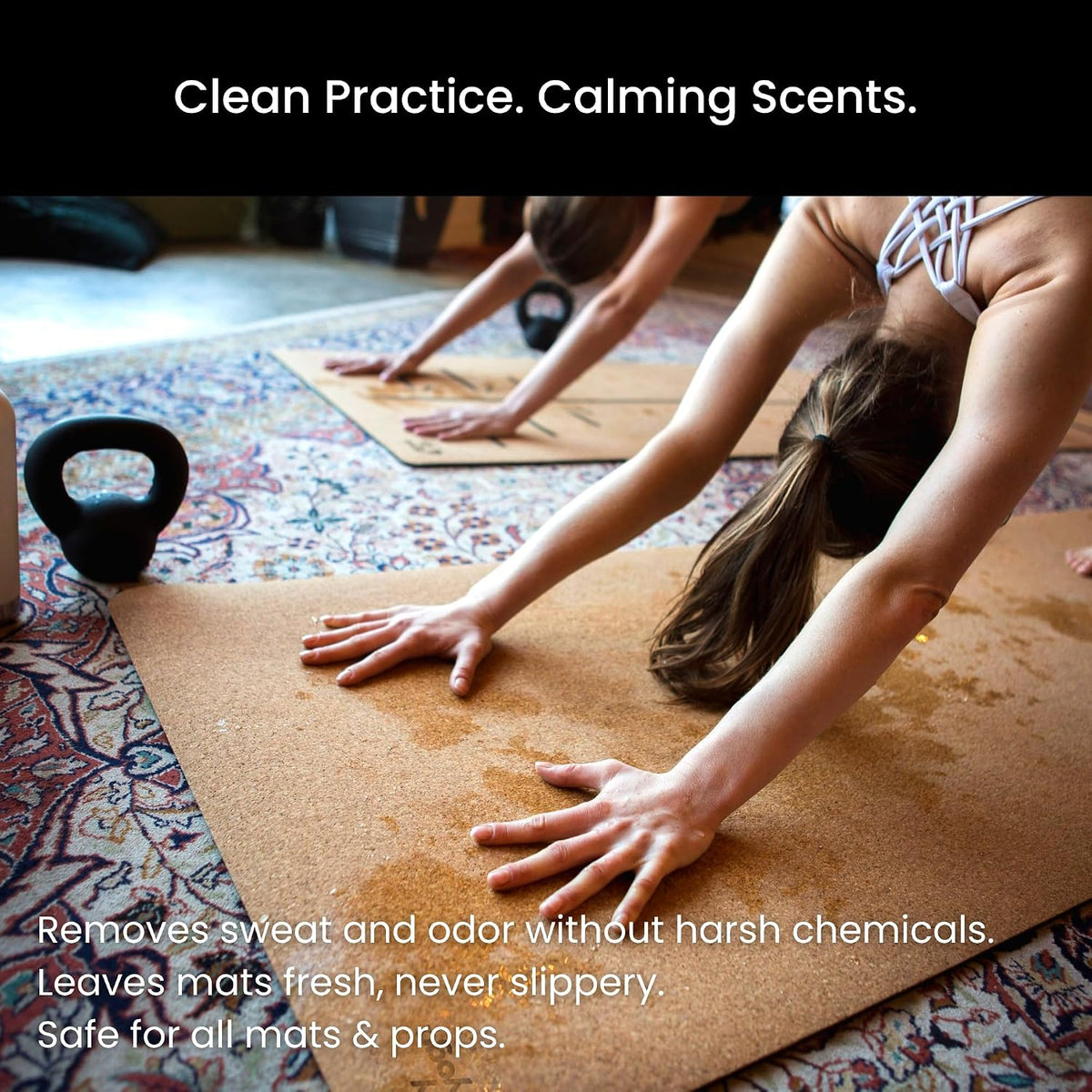 Yoga Mat Cleaner Spray – Spa-Like Scent | Eco-Friendly Formula | Neutralizes Sweat & Odor | Helps Protect Your Mat | 8 oz | Plant-Based, Made in USA