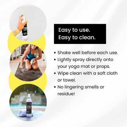 Yoga Mat Cleaner Spray – Spa-Like Scent | Eco-Friendly Formula | Neutralizes Sweat & Odor | Helps Protect Your Mat | 8 oz | Plant-Based, Made in USA
