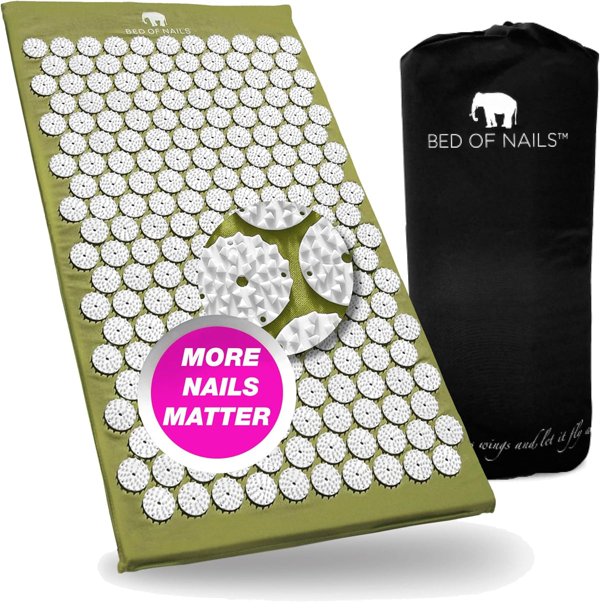Acupressure Pillow – Original Bon Acupressure Design with 2142 Precision Nails, 15 x 6 x 4", Black