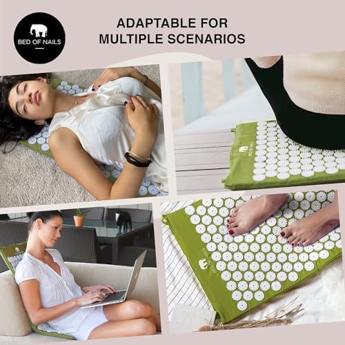 Acupressure Pillow – Original Bon Acupressure Design with 2142 Precision Nails, 15 x 6 x 4", Black