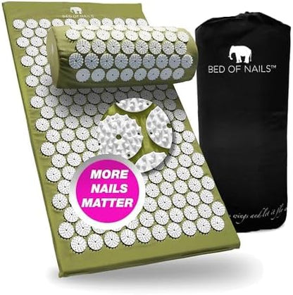 Acupressure Pillow – Original Bon Acupressure Design with 2142 Precision Nails, 15 x 6 x 4", Black