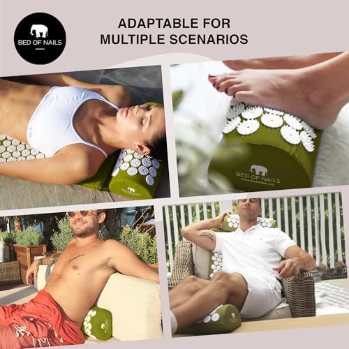 Acupressure Pillow – Original Bon Acupressure Design with 2142 Precision Nails, 15 x 6 x 4", Black