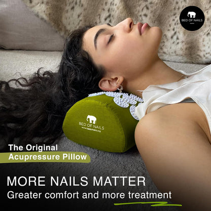 Acupressure Pillow – Original Bon Acupressure Design with 2142 Precision Nails, 15 x 6 x 4", Black