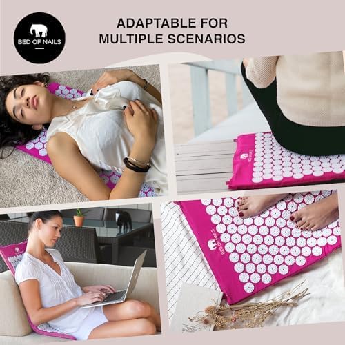 Acupressure Pillow – Original Bon Acupressure Design with 2142 Precision Nails, 15 x 6 x 4", Black