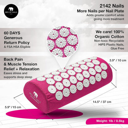 Acupressure Pillow – Original Bon Acupressure Design with 2142 Precision Nails, 15 x 6 x 4", Black