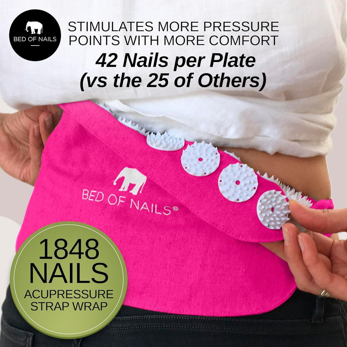 Acupressure Pillow – Original Bon Acupressure Design with 2142 Precision Nails, 15 x 6 x 4", Black