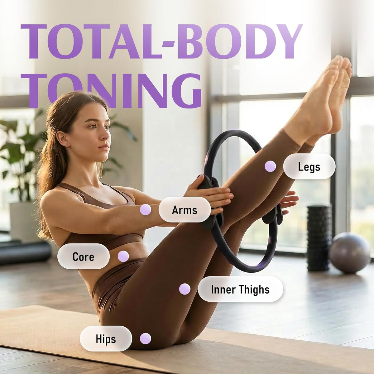 Pilates Ring Fitness Circle for Women, Pilates Equipment – 14.5" Home Magic Exercise Workout, Better me Pilates Essentials Starter Set for Beginners Toning Inner Thighs, Arms and Core