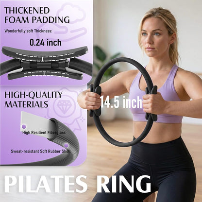 Pilates Ring Fitness Circle for Women, Pilates Equipment – 14.5" Home Magic Exercise Workout, Better me Pilates Essentials Starter Set for Beginners Toning Inner Thighs, Arms and Core