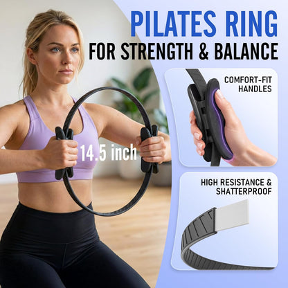 Pilates Ring Fitness Circle for Women, Pilates Equipment – 14.5" Home Magic Exercise Workout, Better me Pilates Essentials Starter Set for Beginners Toning Inner Thighs, Arms and Core