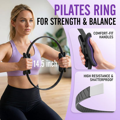 Pilates Ring Fitness Circle for Women, Pilates Equipment – 14.5" Home Magic Exercise Workout, Better me Pilates Essentials Starter Set for Beginners Toning Inner Thighs, Arms and Core