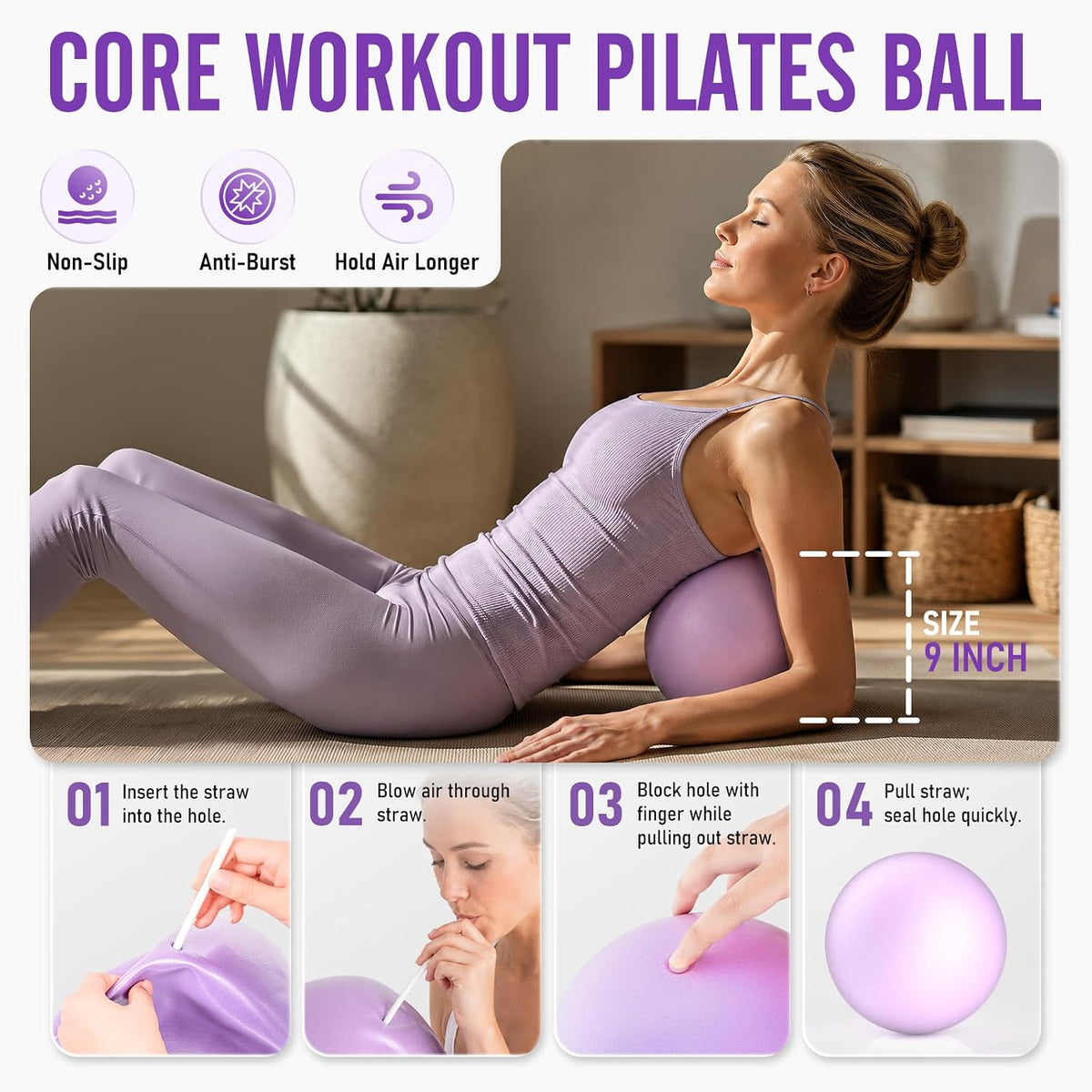 Pilates Ring Fitness Circle for Women, Pilates Equipment – 14.5" Home Magic Exercise Workout, Better me Pilates Essentials Starter Set for Beginners Toning Inner Thighs, Arms and Core