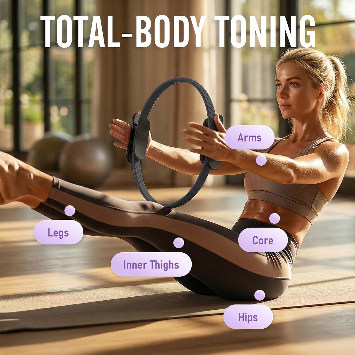 Pilates Ring Fitness Circle for Women, Pilates Equipment – 14.5" Home Magic Exercise Workout, Better me Pilates Essentials Starter Set for Beginners Toning Inner Thighs, Arms and Core