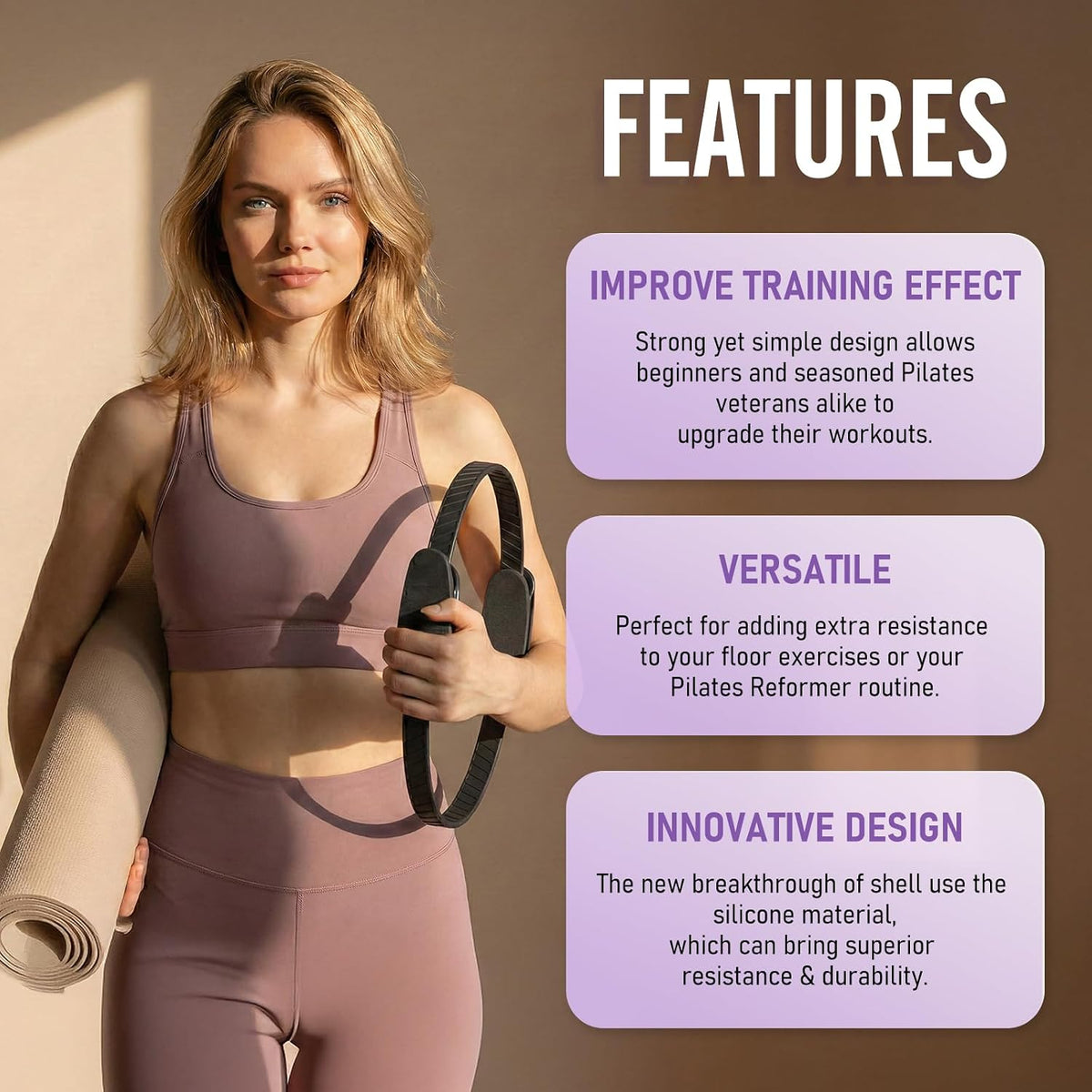 Pilates Ring Fitness Circle for Women, Pilates Equipment – 14.5" Home Magic Exercise Workout, Better me Pilates Essentials Starter Set for Beginners Toning Inner Thighs, Arms and Core