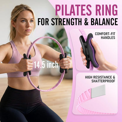 Pilates Ring Fitness Circle for Women, Pilates Equipment – 14.5" Home Magic Exercise Workout, Better me Pilates Essentials Starter Set for Beginners Toning Inner Thighs, Arms and Core