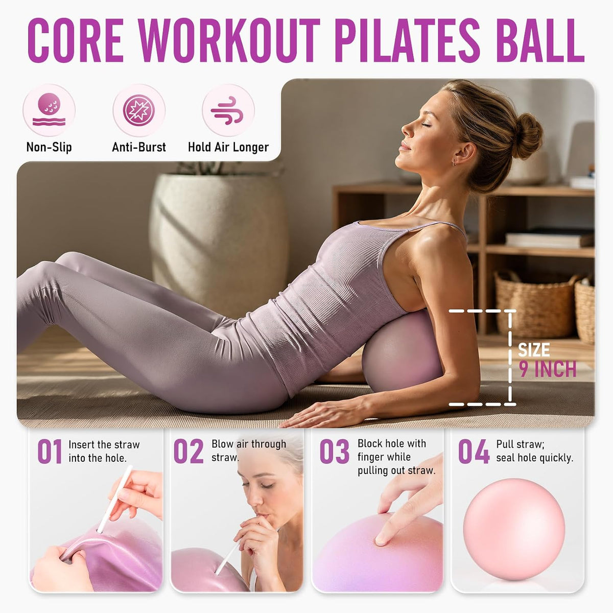 Pilates Ring Fitness Circle for Women, Pilates Equipment – 14.5" Home Magic Exercise Workout, Better me Pilates Essentials Starter Set for Beginners Toning Inner Thighs, Arms and Core