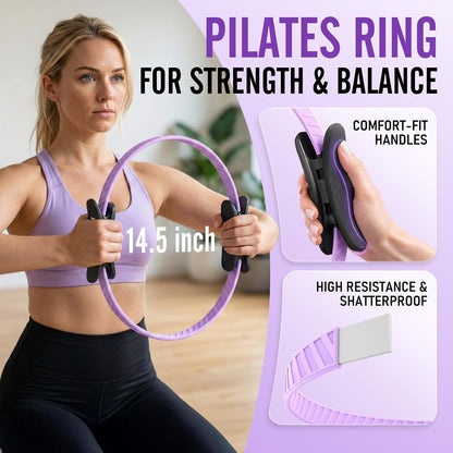 Pilates Ring Fitness Circle for Women, Pilates Equipment – 14.5" Home Magic Exercise Workout, Better me Pilates Essentials Starter Set for Beginners Toning Inner Thighs, Arms and Core