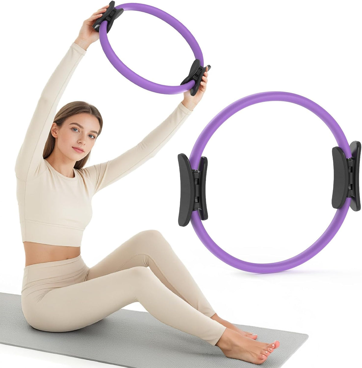 Pilates Ring Fitness Circle for Women, Pilates Equipment – 14.5" Home Magic Exercise Workout, Better me Pilates Essentials Starter Set for Beginners Toning Inner Thighs, Arms and Core