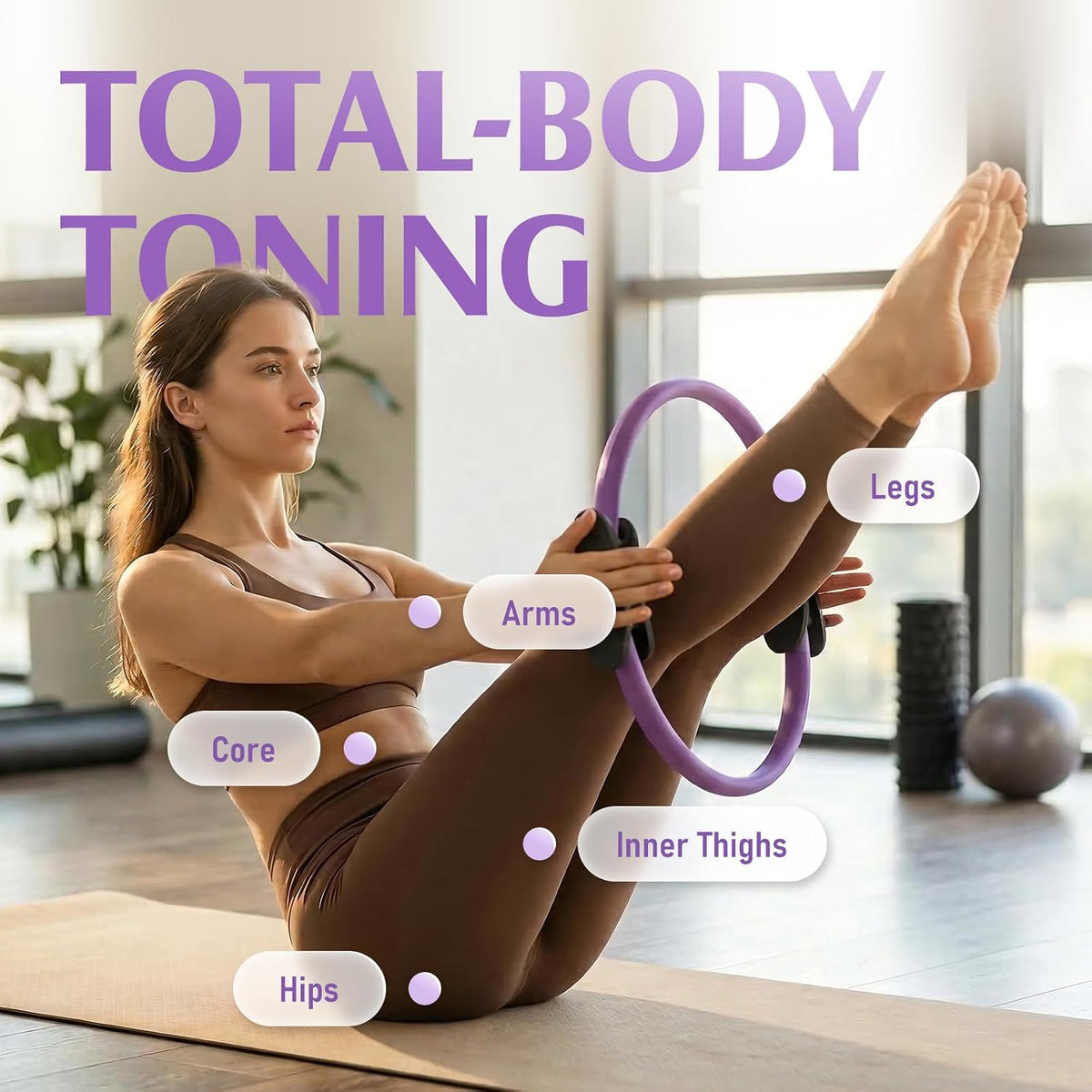 Pilates Ring Fitness Circle for Women, Pilates Equipment – 14.5" Home Magic Exercise Workout, Better me Pilates Essentials Starter Set for Beginners Toning Inner Thighs, Arms and Core