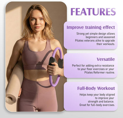 Pilates Ring Fitness Circle for Women, Pilates Equipment – 14.5" Home Magic Exercise Workout, Better me Pilates Essentials Starter Set for Beginners Toning Inner Thighs, Arms and Core