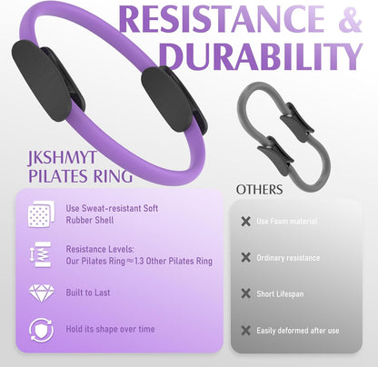 Pilates Ring Fitness Circle for Women, Pilates Equipment – 14.5" Home Magic Exercise Workout, Better me Pilates Essentials Starter Set for Beginners Toning Inner Thighs, Arms and Core