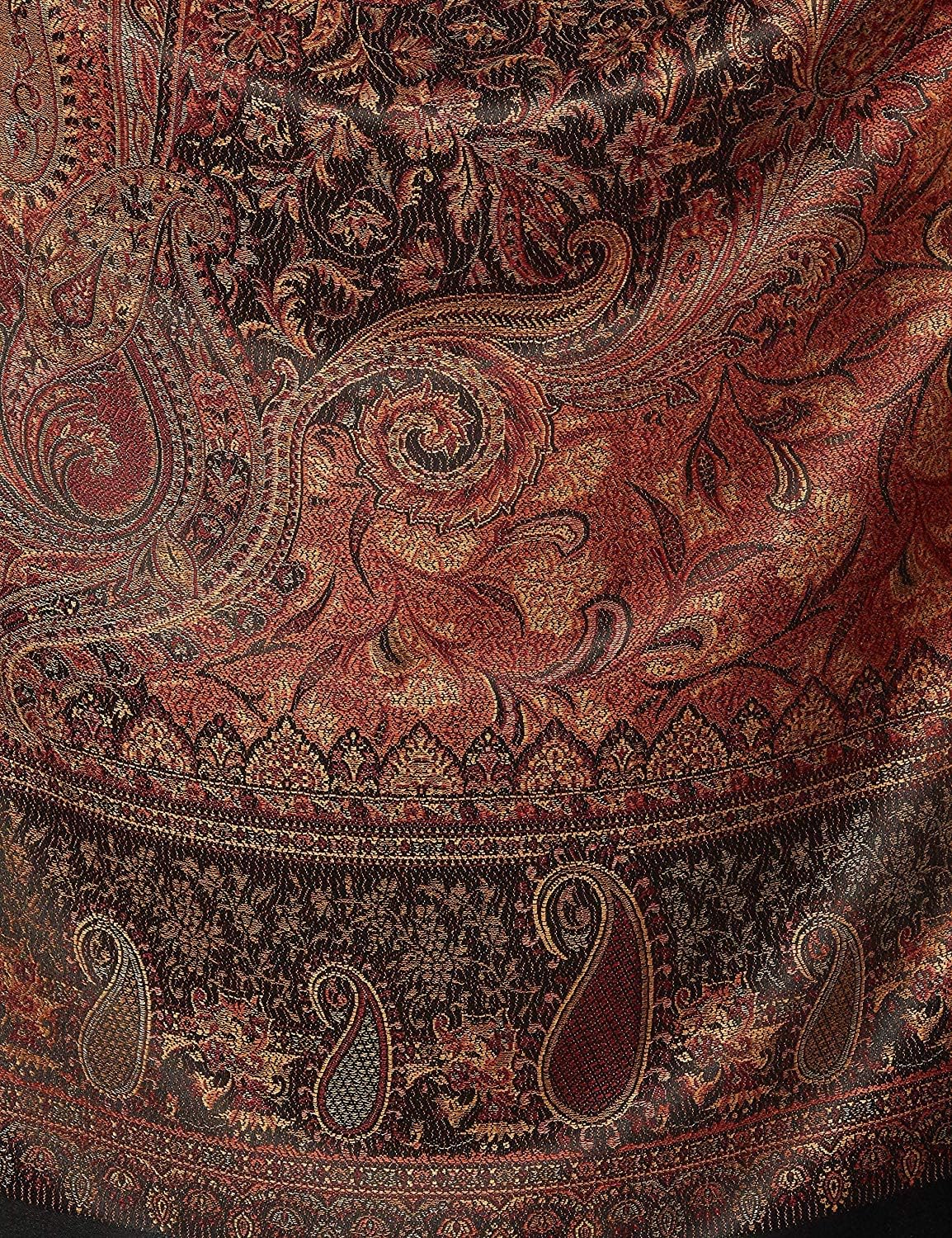 Women's Pashmina Wool Blend Indian Handicraft Woven Shawls, Scarf, Wraps [Large Size: 40" X 80"]