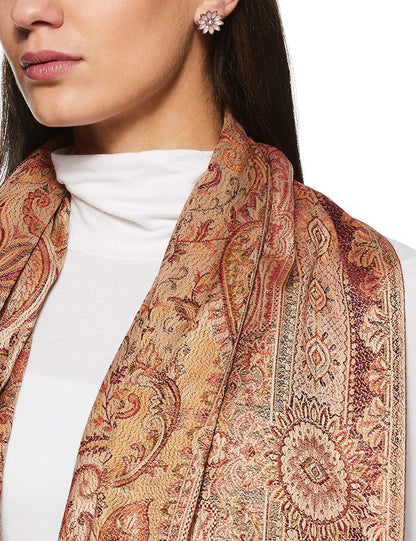 Women's Pashmina Wool Blend Indian Handicraft Woven Shawls, Scarf, Wraps [Large Size: 40" X 80"]