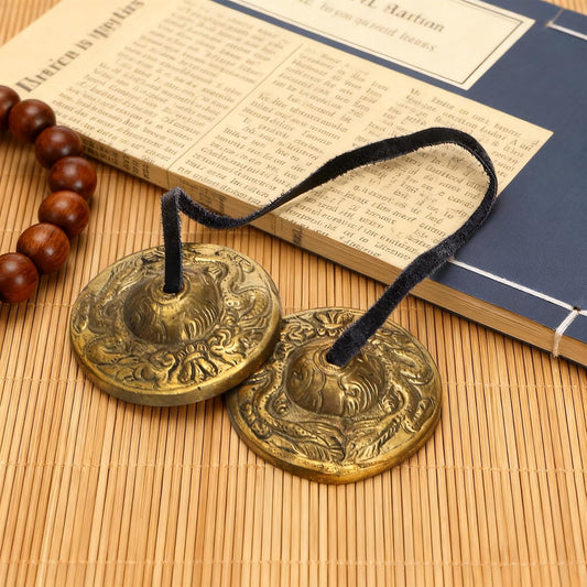 Meditation Chime Bells, 6.3 cm with Embossed Dragon Pattern