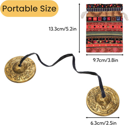 Meditation Chime Bells, 6.3 cm with Embossed Dragon Pattern