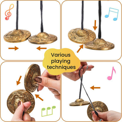 Meditation Chime Bells, 6.3 cm with Embossed Dragon Pattern