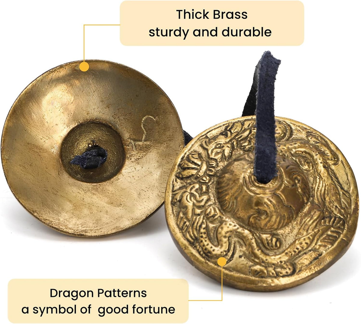 Meditation Chime Bells, 6.3 cm with Embossed Dragon Pattern