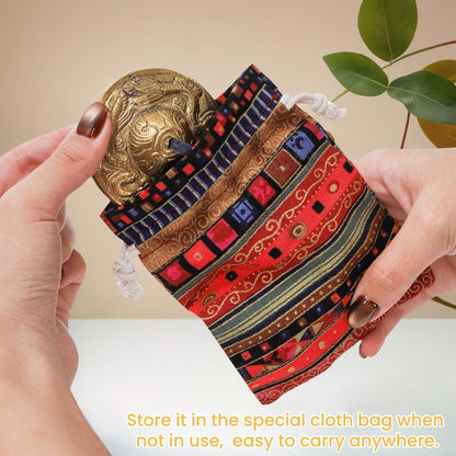 Meditation Chime Bells, 6.3 cm with Embossed Dragon Pattern