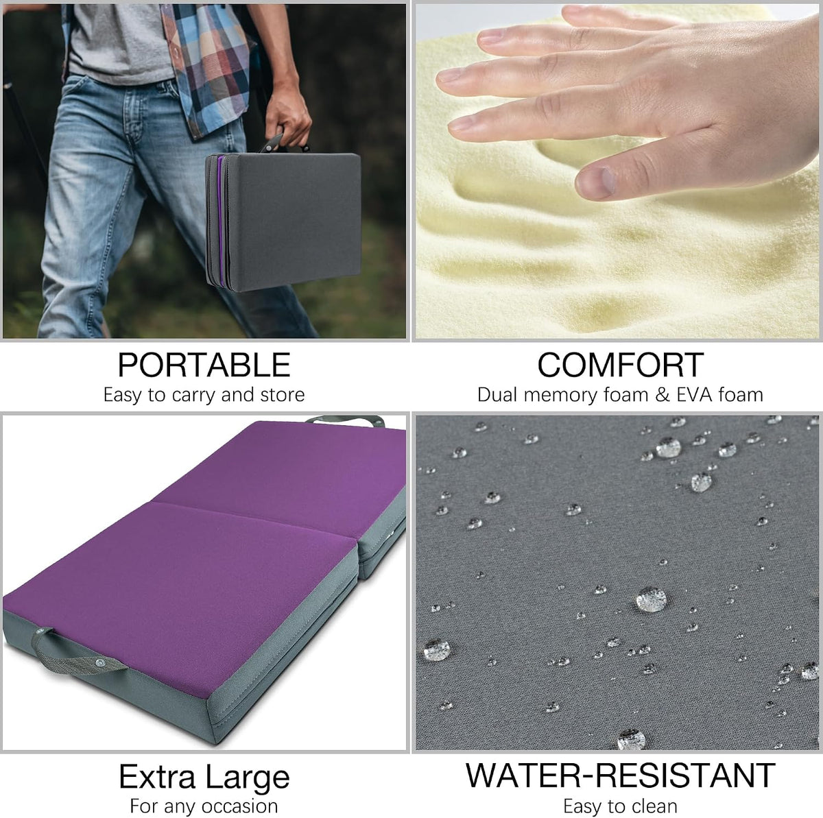 Garden Kneeling Pad Memory Form Knee Cushions for Gardening Extra Thick Knee Pad Water Resistant Prayer Pillow for Work Yoga Physical Therapy Purple