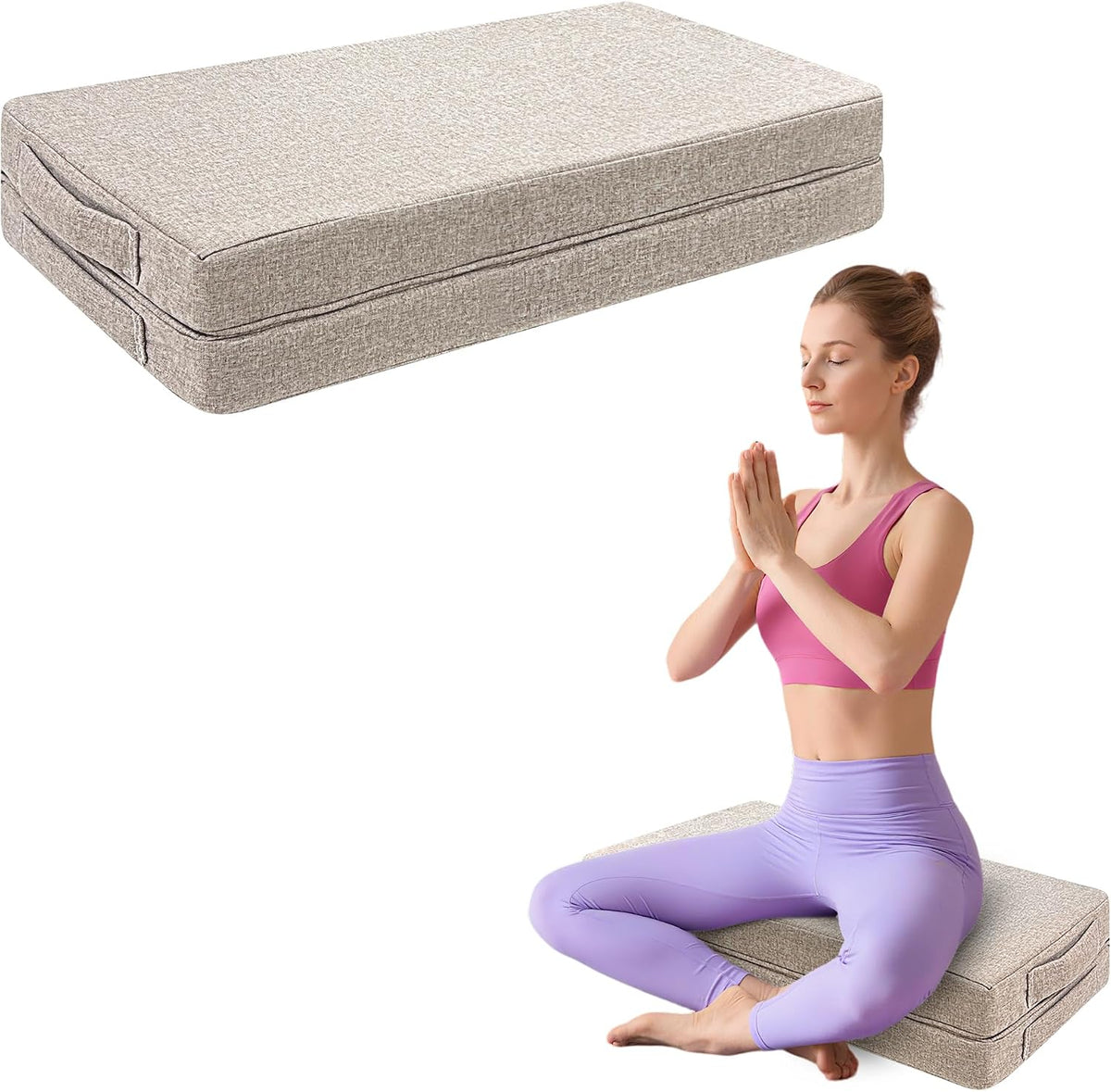 Rectangular Yoga Bolster Pillow Foam Wedge Meditation Floor Pillow for Adults, Large Meditation Cushion Floor Seat, Yoga Pillow Cushions for Sitting, Meditation, Outdoor