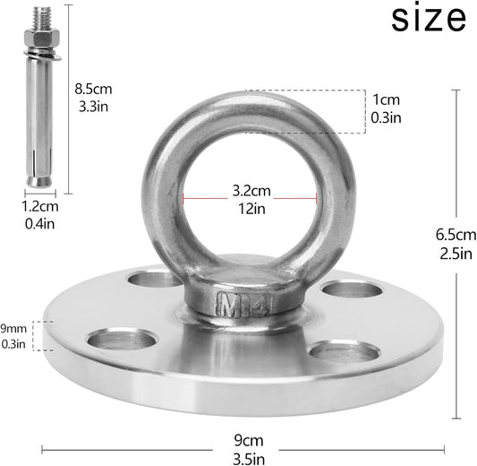 Ceiling Mount Hooks - Hold Up to 1100 lbs,Yoga Starter Set - Suitable for Gym Rings, Suspensions, Indoor/Outdoor Use -304 Stainless Steel Suspension Hook Gym, Aerial Silks Yoga Swing Hammock