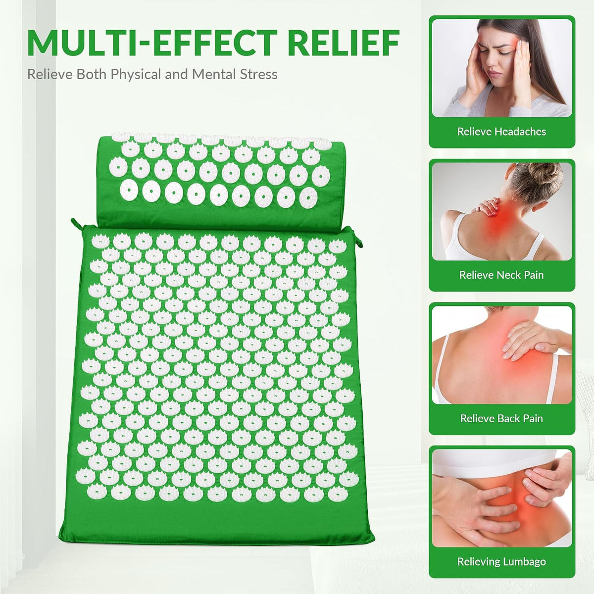 Acupressure Mat and Pillow Set for Back/Neck Pain, Acupuncture Products to Relieve Muscle Fatigue, Improve Insomnia for Sedentary People, Acupuncture Eases Stress, Massage Mat, Pink
