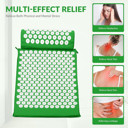 Acupressure Mat and Pillow Set for Back/Neck Pain, Acupuncture Products to Relieve Muscle Fatigue, Improve Insomnia for Sedentary People, Acupuncture Eases Stress, Massage Mat, Pink