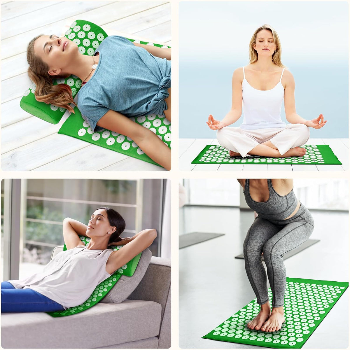 Acupressure Mat and Pillow Set for Back/Neck Pain, Acupuncture Products to Relieve Muscle Fatigue, Improve Insomnia for Sedentary People, Acupuncture Eases Stress, Massage Mat, Pink