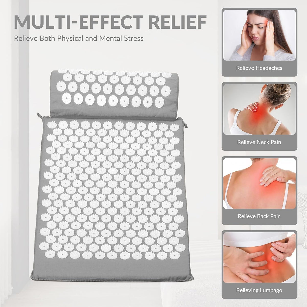 Acupressure Mat and Pillow Set for Back/Neck Pain, Acupuncture Products to Relieve Muscle Fatigue, Improve Insomnia for Sedentary People, Acupuncture Eases Stress, Massage Mat, Pink