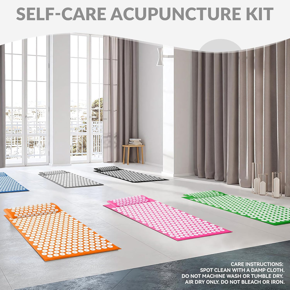 Acupressure Mat and Pillow Set for Back/Neck Pain, Acupuncture Products to Relieve Muscle Fatigue, Improve Insomnia for Sedentary People, Acupuncture Eases Stress, Massage Mat, Pink