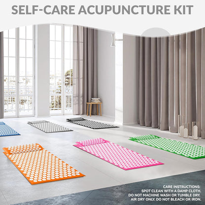 Acupressure Mat and Pillow Set for Back/Neck Pain, Acupuncture Products to Relieve Muscle Fatigue, Improve Insomnia for Sedentary People, Acupuncture Eases Stress, Massage Mat, Pink