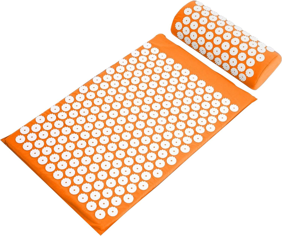 Acupressure Mat and Pillow Set for Back/Neck Pain, Acupuncture Products to Relieve Muscle Fatigue, Improve Insomnia for Sedentary People, Acupuncture Eases Stress, Massage Mat, Pink