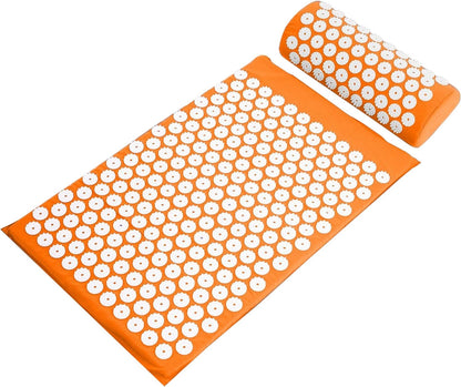Acupressure Mat and Pillow Set for Back/Neck Pain, Acupuncture Products to Relieve Muscle Fatigue, Improve Insomnia for Sedentary People, Acupuncture Eases Stress, Massage Mat, Pink