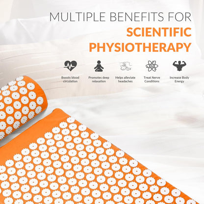 Acupressure Mat and Pillow Set for Back/Neck Pain, Acupuncture Products to Relieve Muscle Fatigue, Improve Insomnia for Sedentary People, Acupuncture Eases Stress, Massage Mat, Pink
