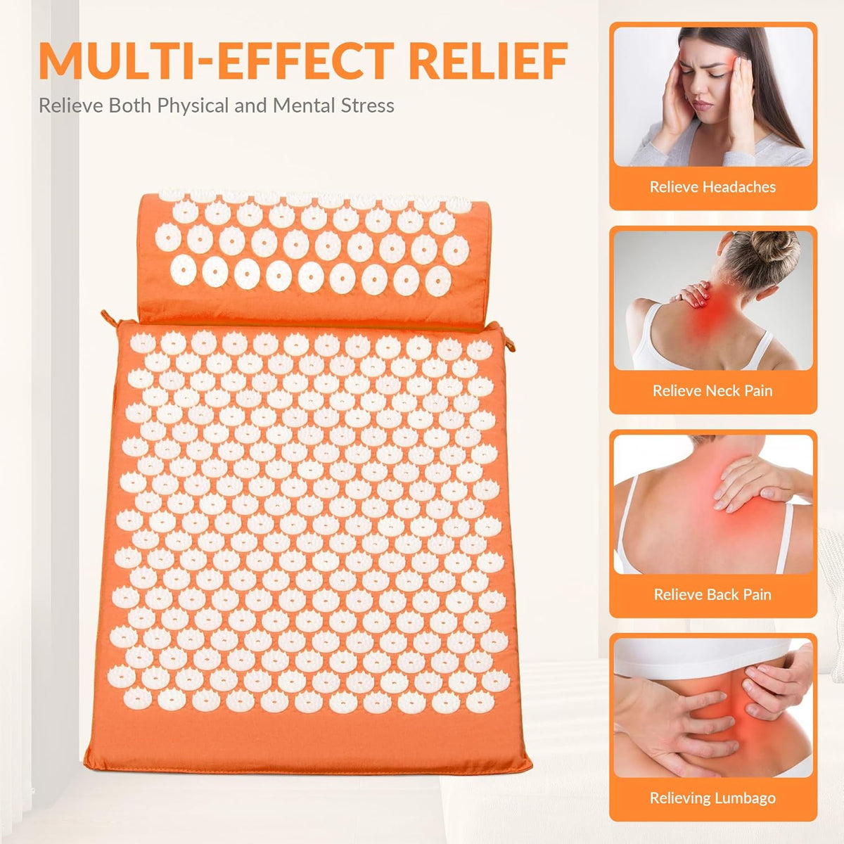 Acupressure Mat and Pillow Set for Back/Neck Pain, Acupuncture Products to Relieve Muscle Fatigue, Improve Insomnia for Sedentary People, Acupuncture Eases Stress, Massage Mat, Pink