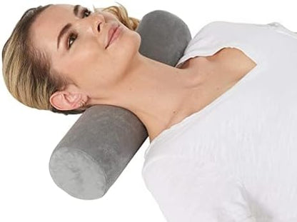 AllSett Health Round Cervical Roll Cylinder Bolster Pillow with Removable Washable Cover, Ergonomically Designed for Head, Neck, Back, and Legs, Grey | 13" X 5"
