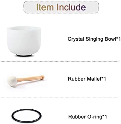 11 Inch C Note Root Chakra Frosted Quartz Crystal Singing Bowl mallet & O-ring For Meditation and Sound Therapy.