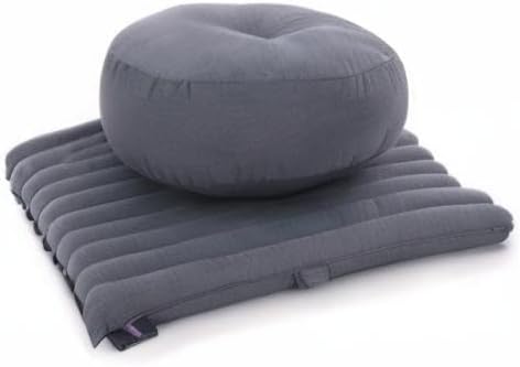 Leewadee Meditation Cushion Set – 1 Small Zafu Yoga Pillow and 1 Small Roll-Up Zabuton Mat Filled with Kapok