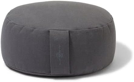 Organic Round Meditation Cushion by renoo - Durable Comfortable Cotton, Linen, Hemp - Modern Zafu - Buckwheat Floor Pillow Yoga Bolster in 15 Colors Removable Cover - 15 inches - Vanilla
