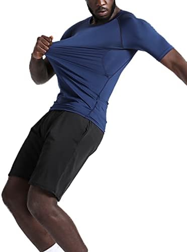 BUYJYA 5Pcs Men's Compression Pants Shirt Top Long Sleeve Jacket Athletic Sets Gym Clothing Mens Workout